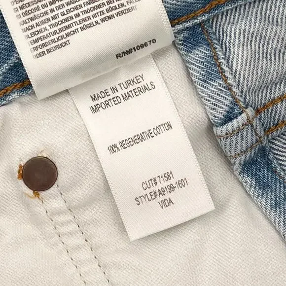 AGOLDE Vida Split Seam Denim Shorts Women’s Size 28 Light Wash Casual - Picture 5 of 6